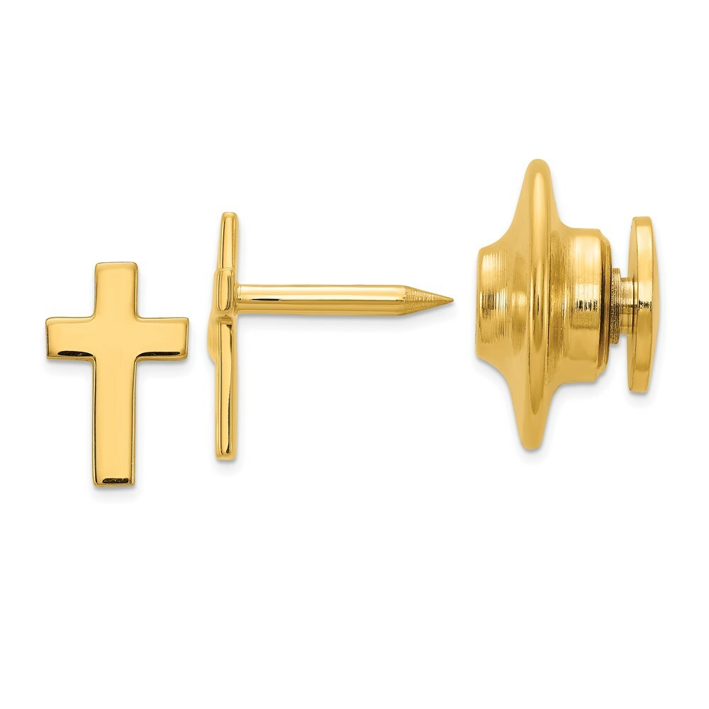 14K Yellow Gold Cross Tie Tac