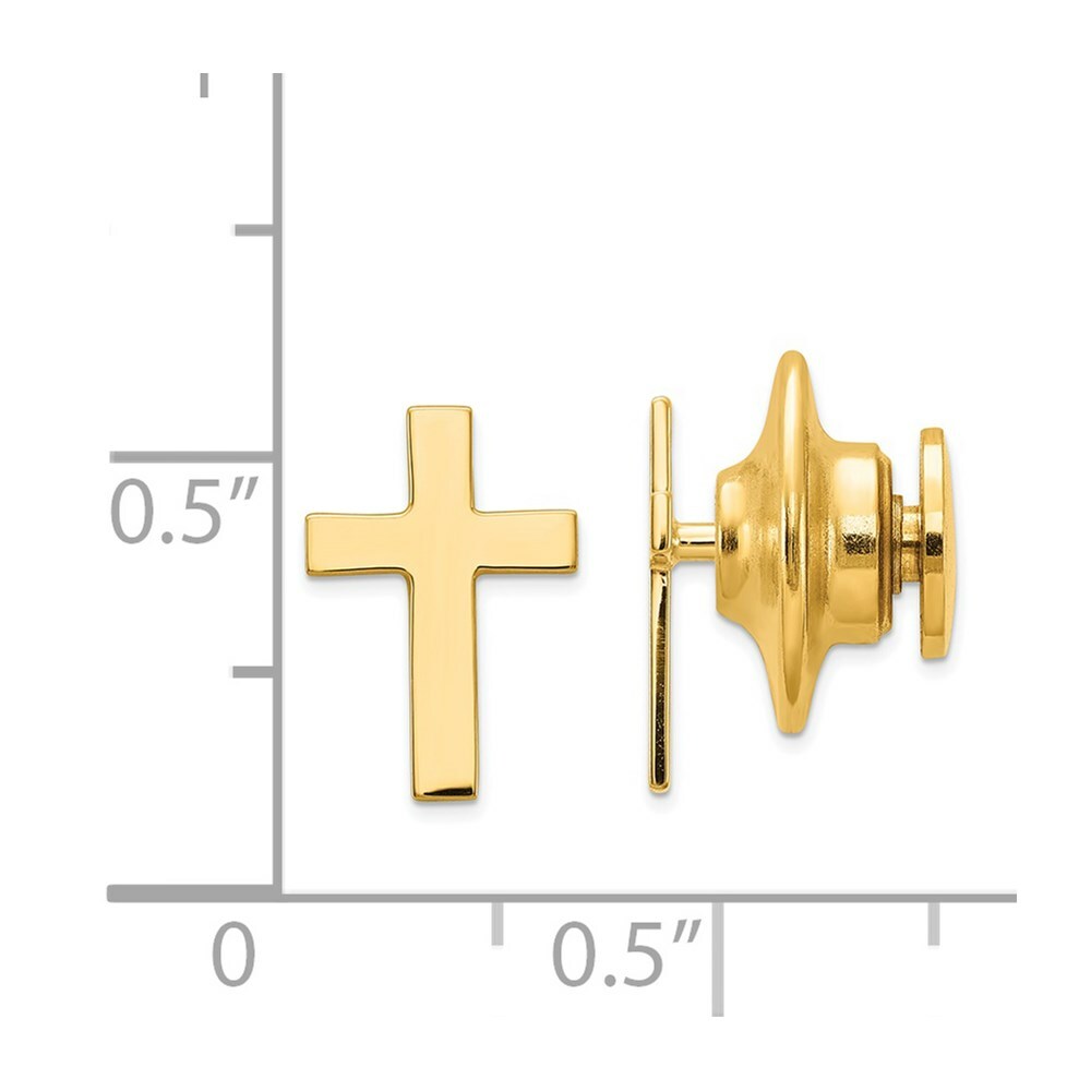 14K Yellow Gold Polished Cross Tie Tac
