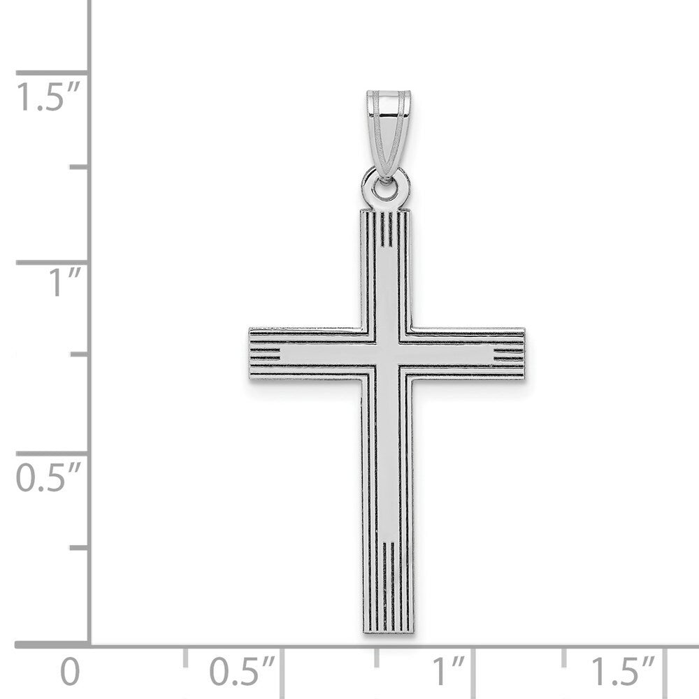14K White Cross Charm 37mm length