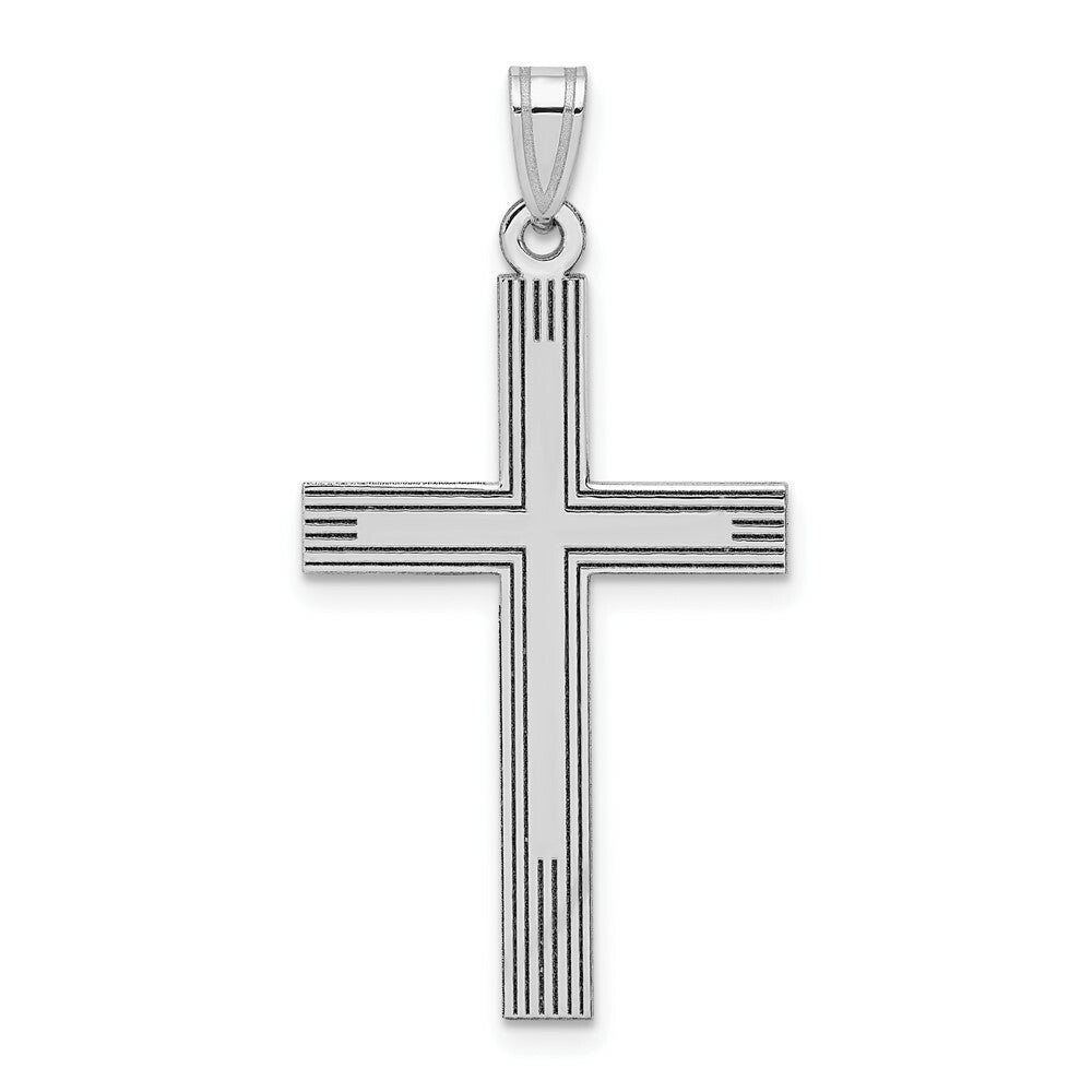 14K White Cross Charm 37mm length