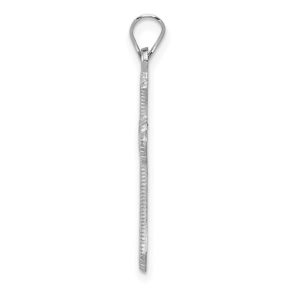 14K White Gold Budded Cross Charm