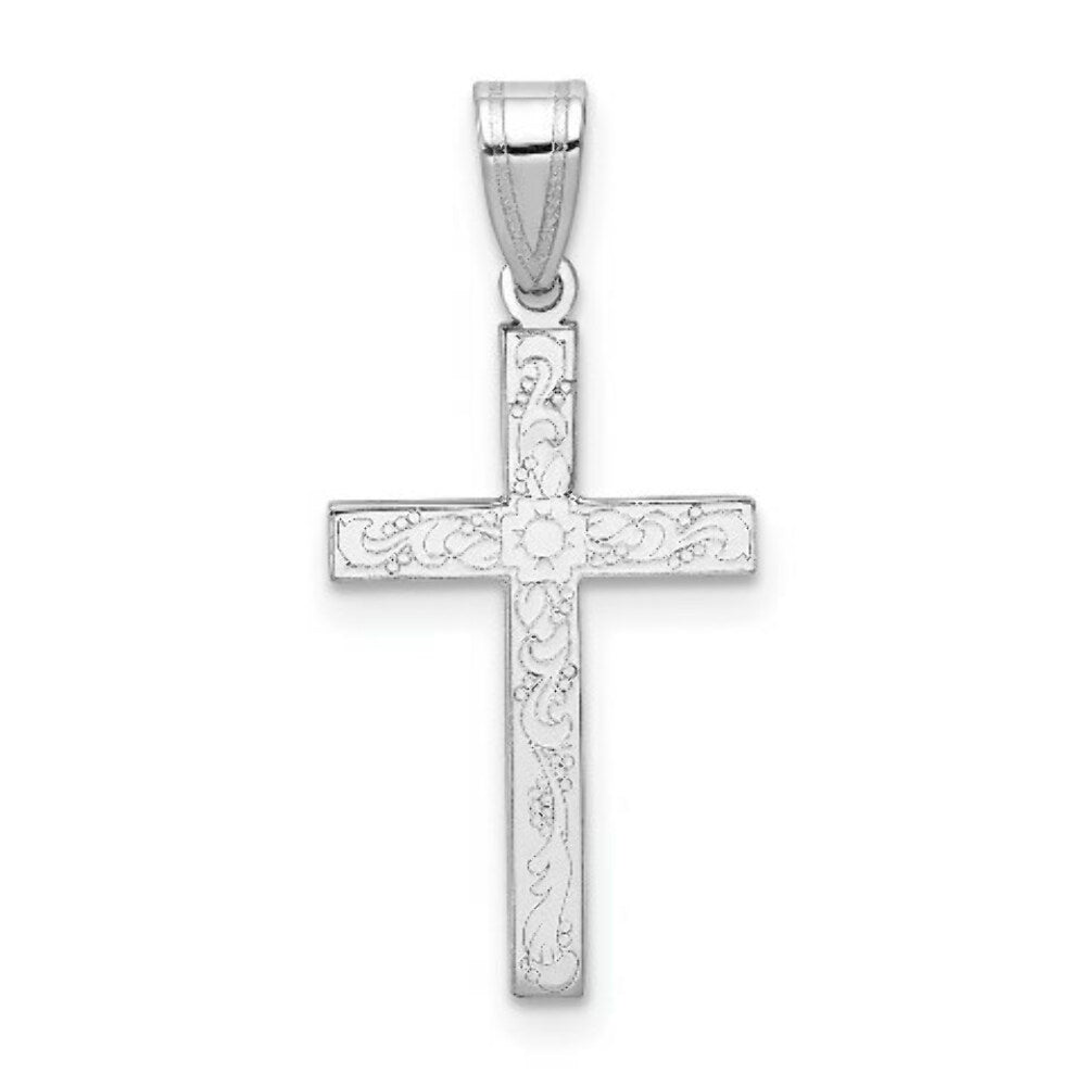 14K White Cross Charm 25mm length