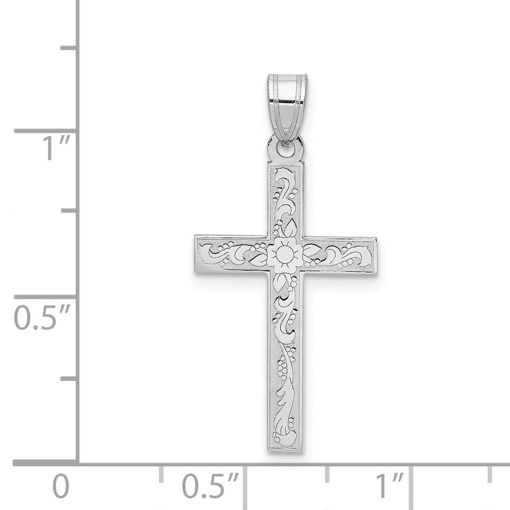 14K White Cross Pendant