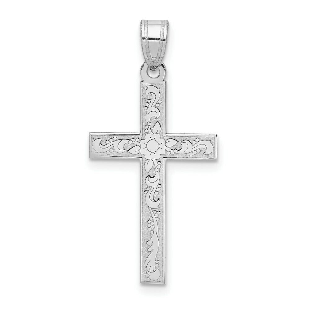 14K White Cross Pendant