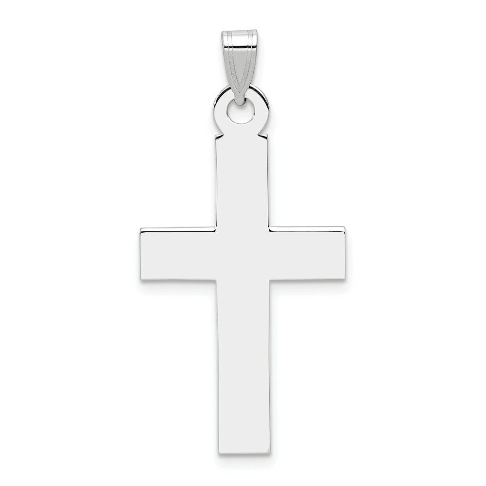14K White Gold Cross Pendant 36mm length