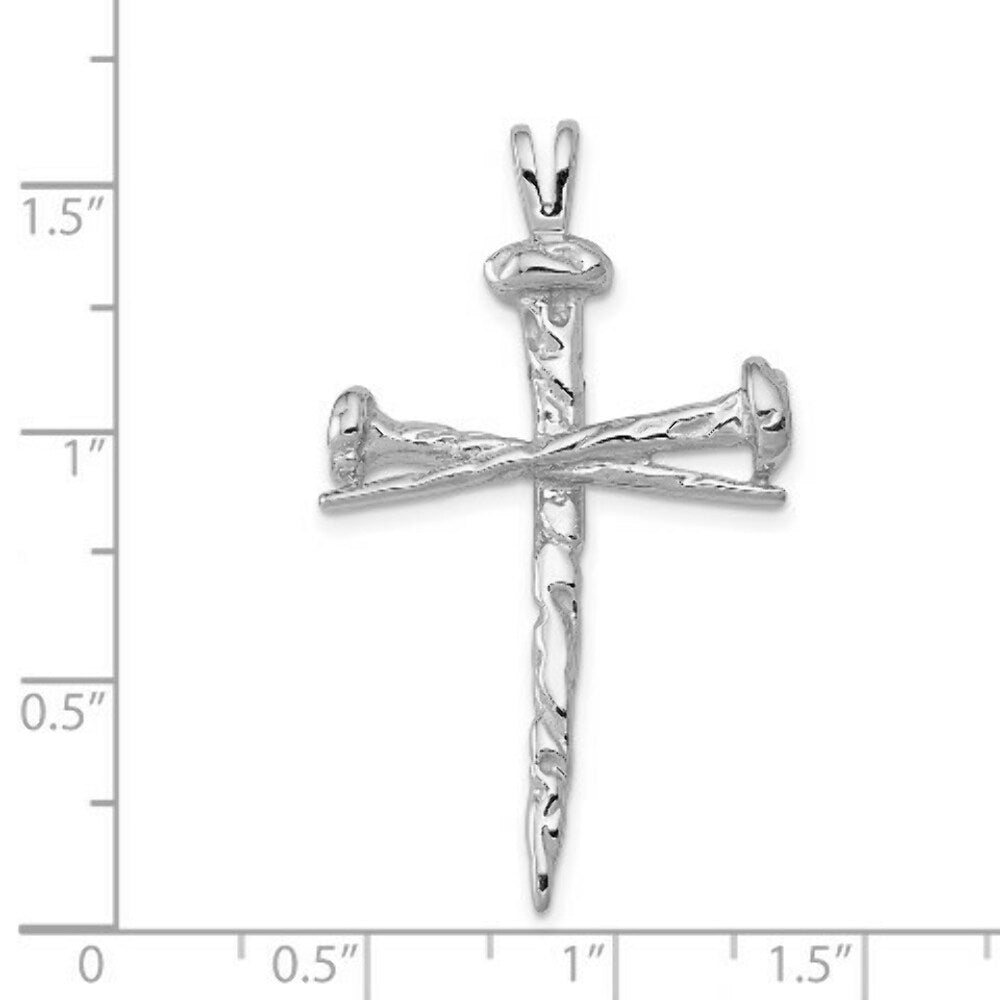 14K White Gold Cross Charm 42mm length