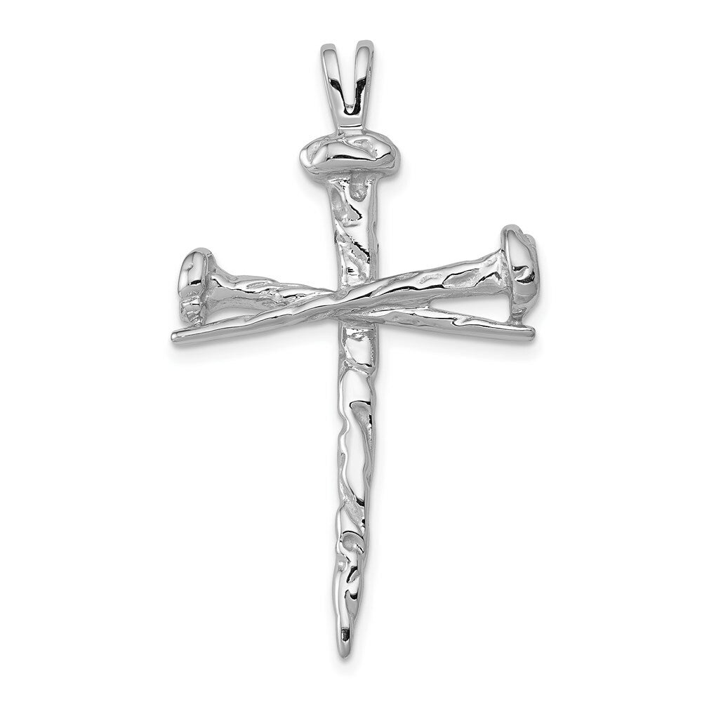 14K White Gold Cross Charm 42mm length