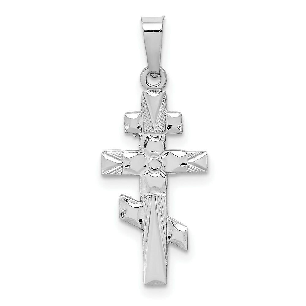 14K White Gold Eastern Orthodox Cross Charm