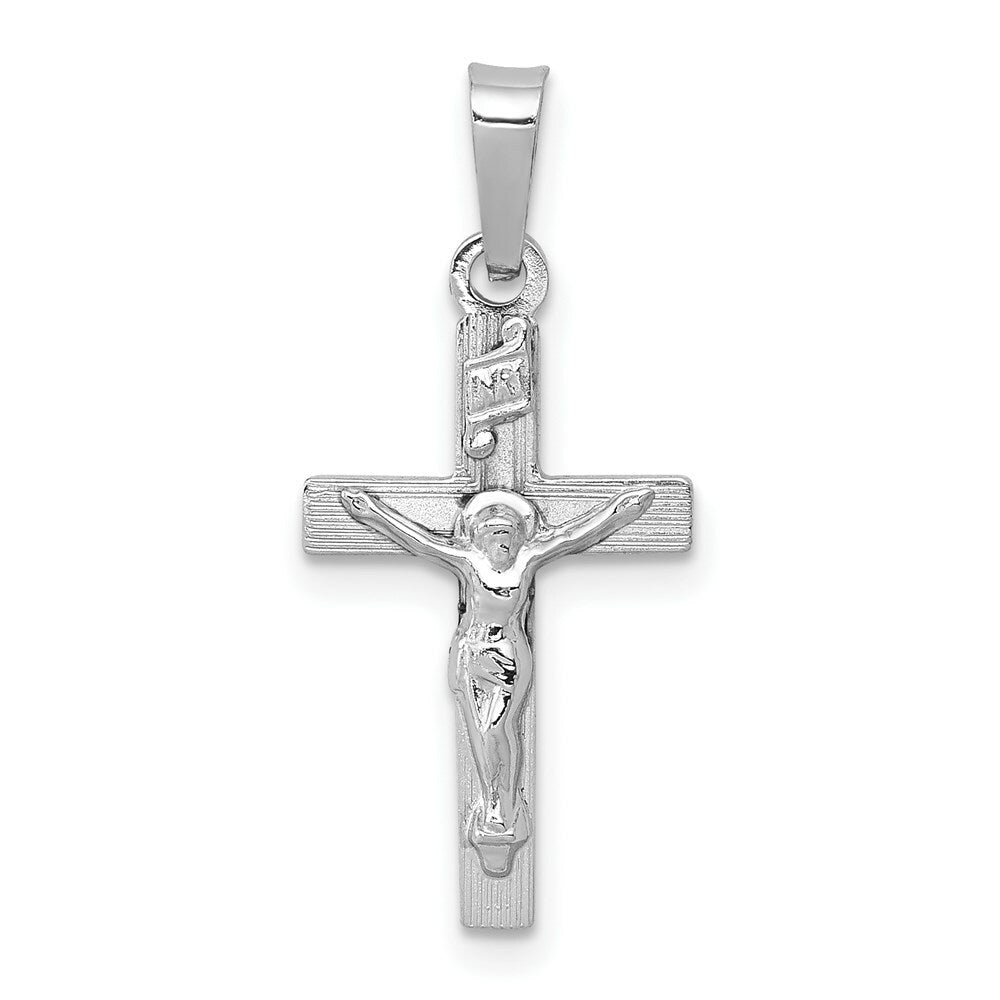 14K White Gold INRI Crucifix Charm