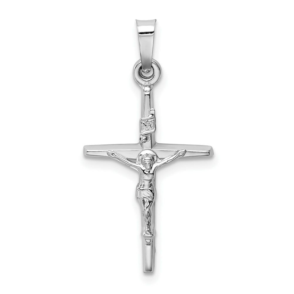 14K White Gold INRI Crucifix Charm