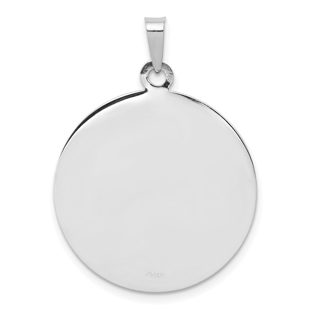 14K White Gold Saint Michael Medal Pendant 22mm width