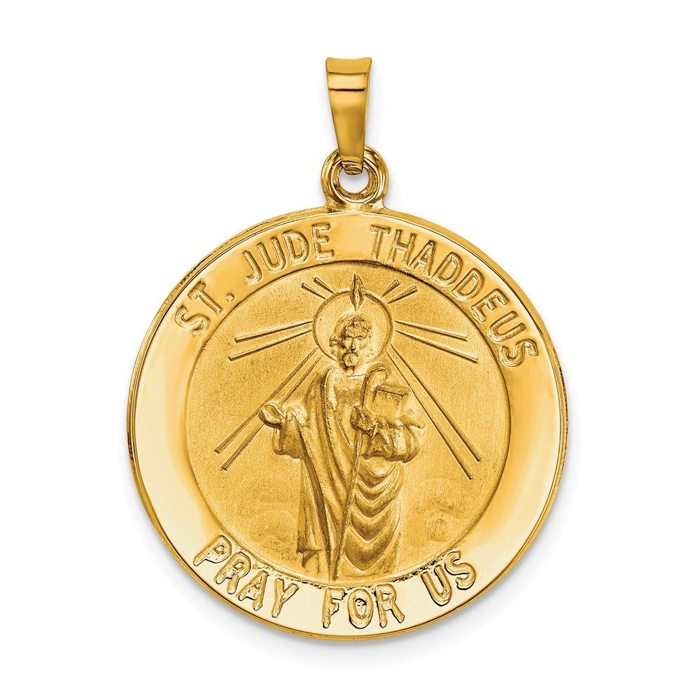14K Yellow Gold Saint Jude Medal Pendant 22mm width