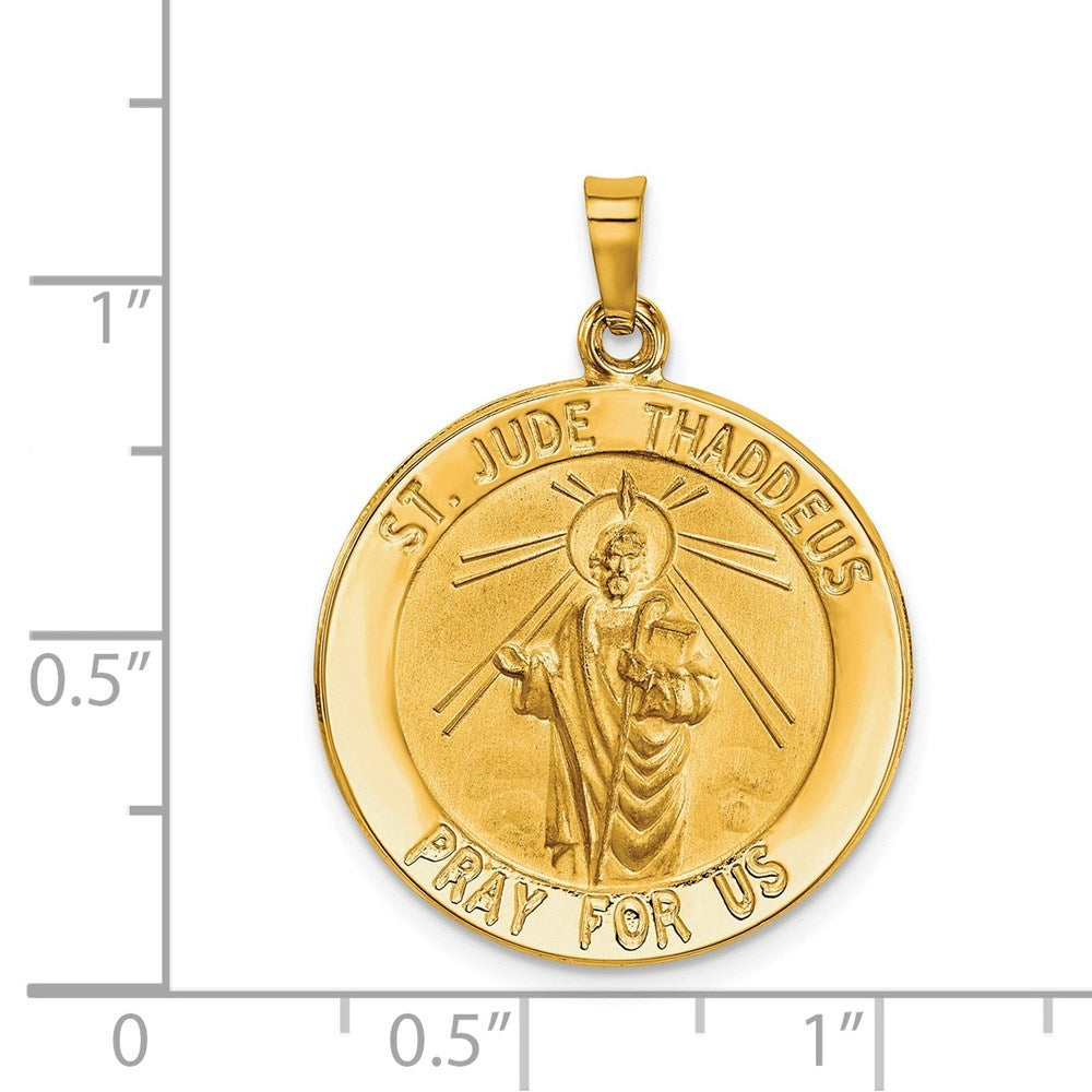 14K Yellow Gold Saint Jude Medal Pendant 22mm width