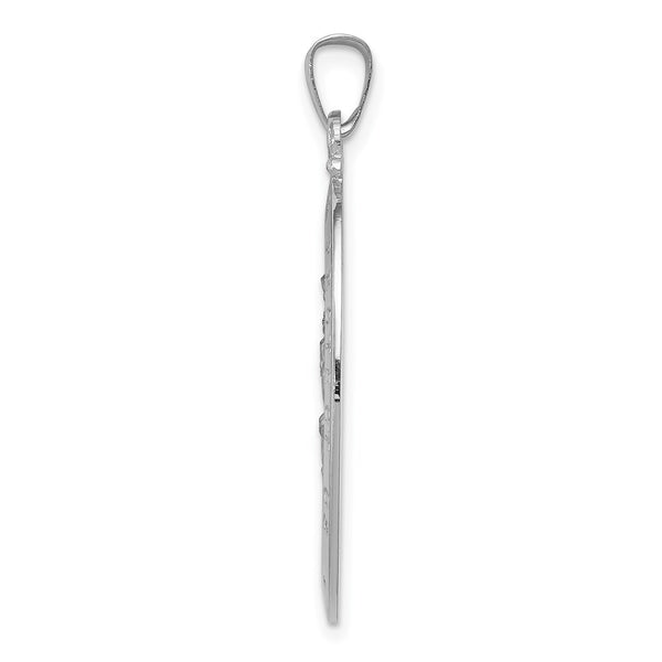 14K White Gold Saint Christopher Medal Pendant 19mm width