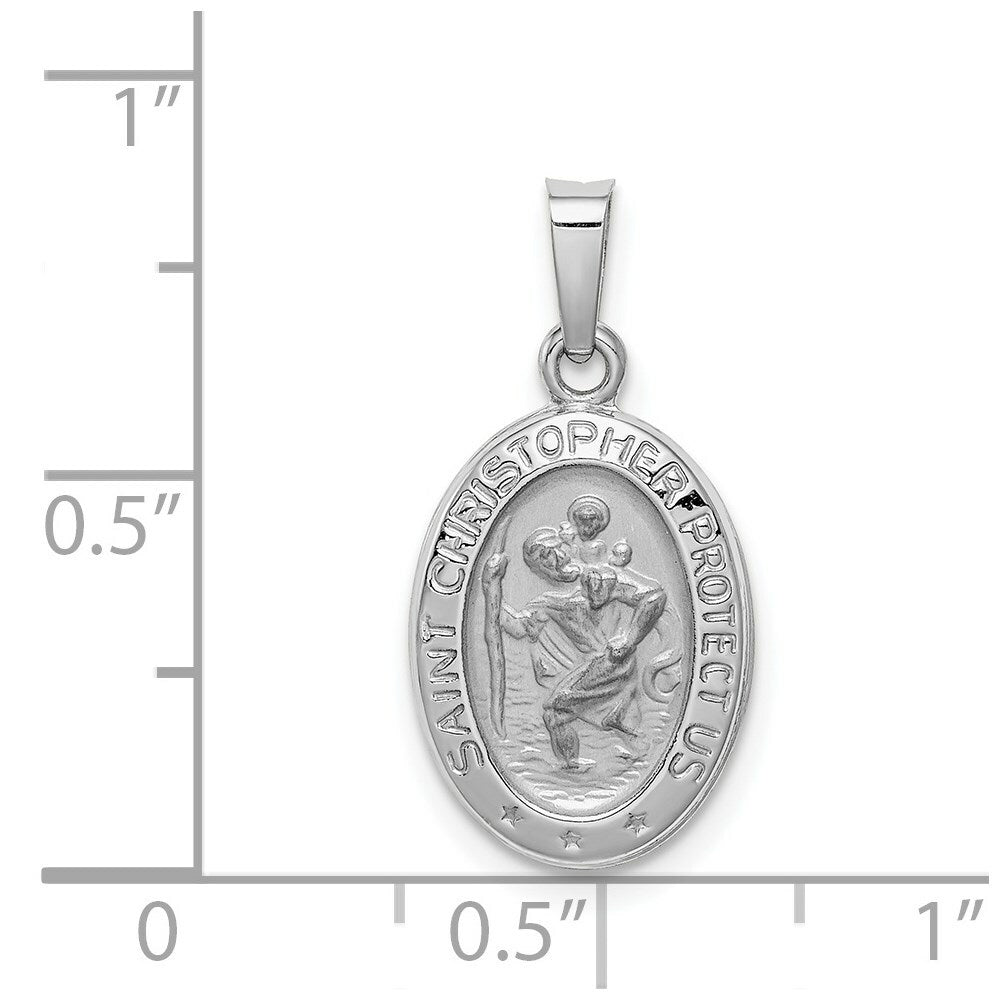 14K White Gold Saint Christopher Medal Charm 11mm width