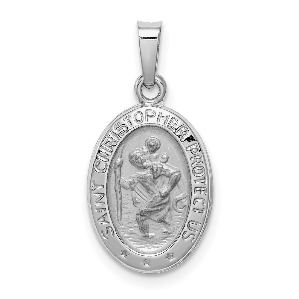 14K White Gold Saint Christopher Medal Charm 11mm width