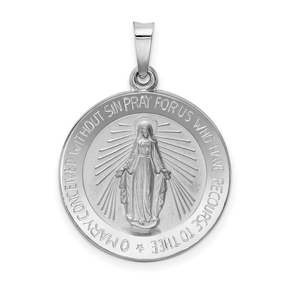 14K White Gold Miraculous Medal