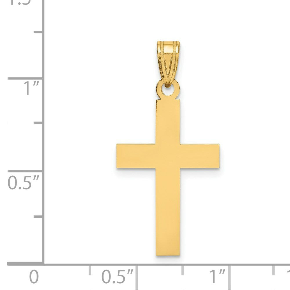 14K Yellow Gold Cross Charm 30mm length