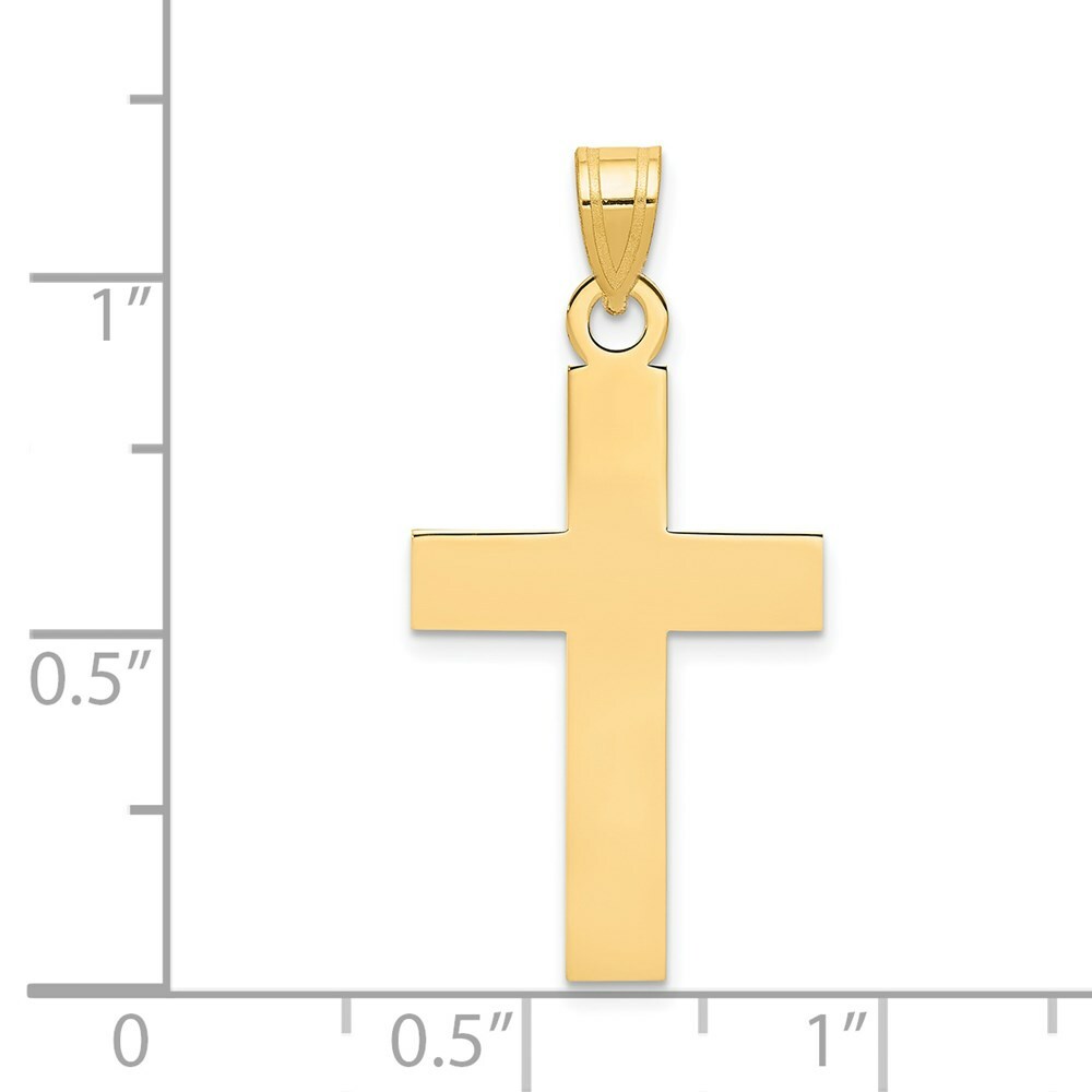 14K Yellow Gold Polished Cross Charm 31mm length