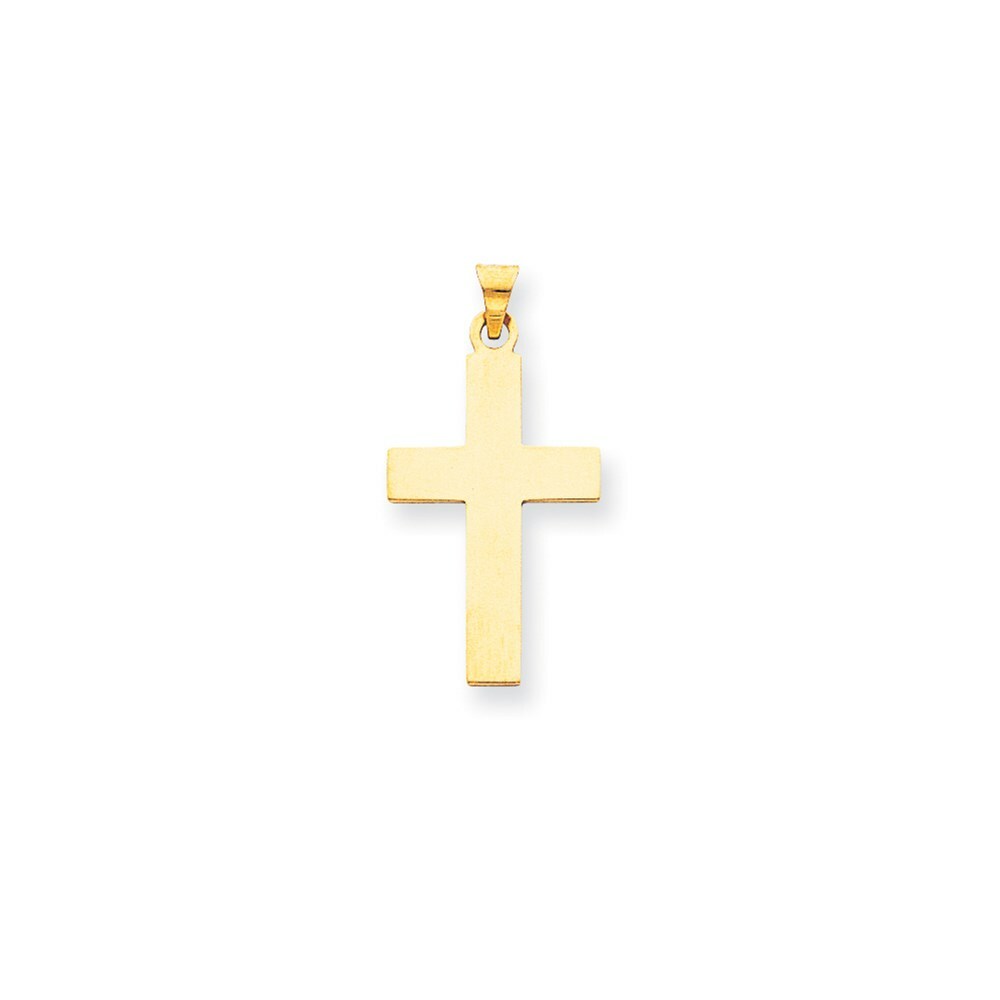 14K Yellow Gold Polished Cross Charm 31mm length