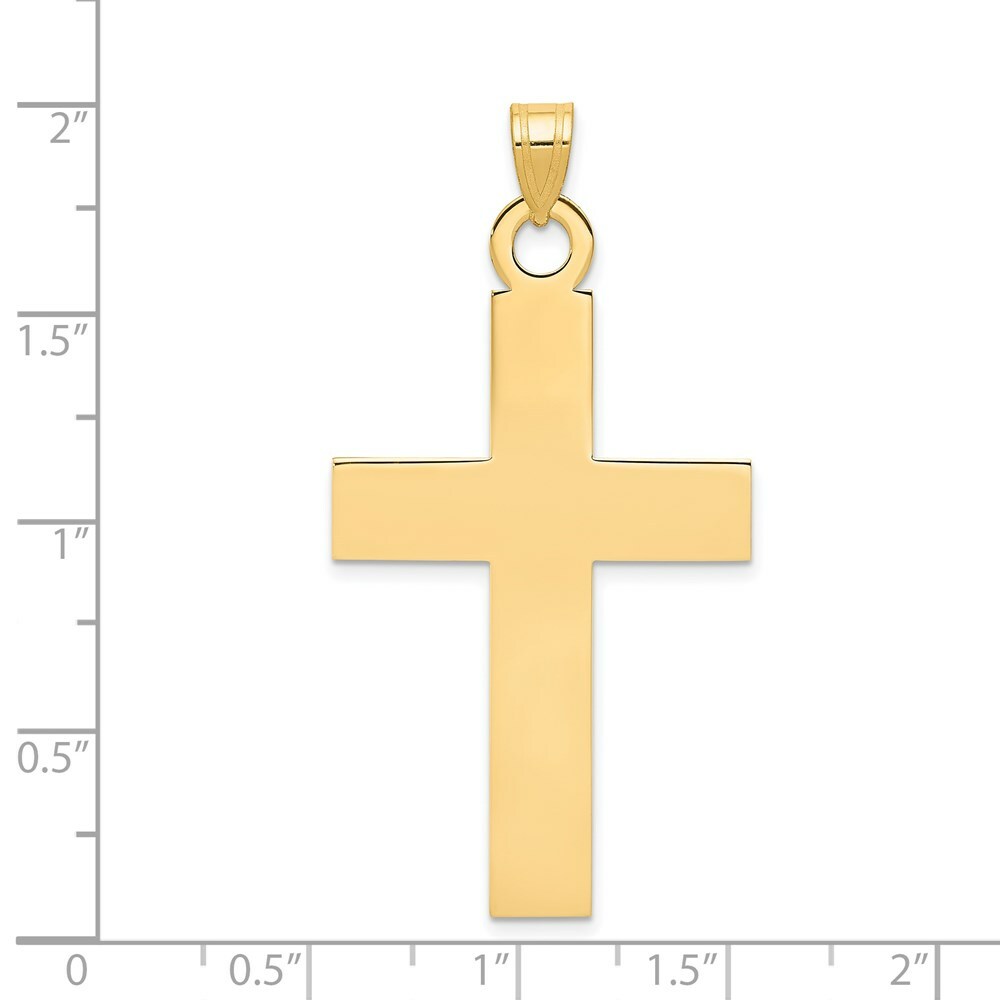 14K Yellow Gold Polished Cross Charm 50mm length