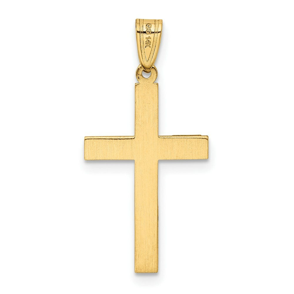 14K Yellow Gold Polished Cross Charm 50mm length