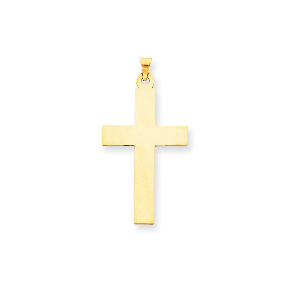 14K Yellow Gold Polished Cross Charm 50mm length