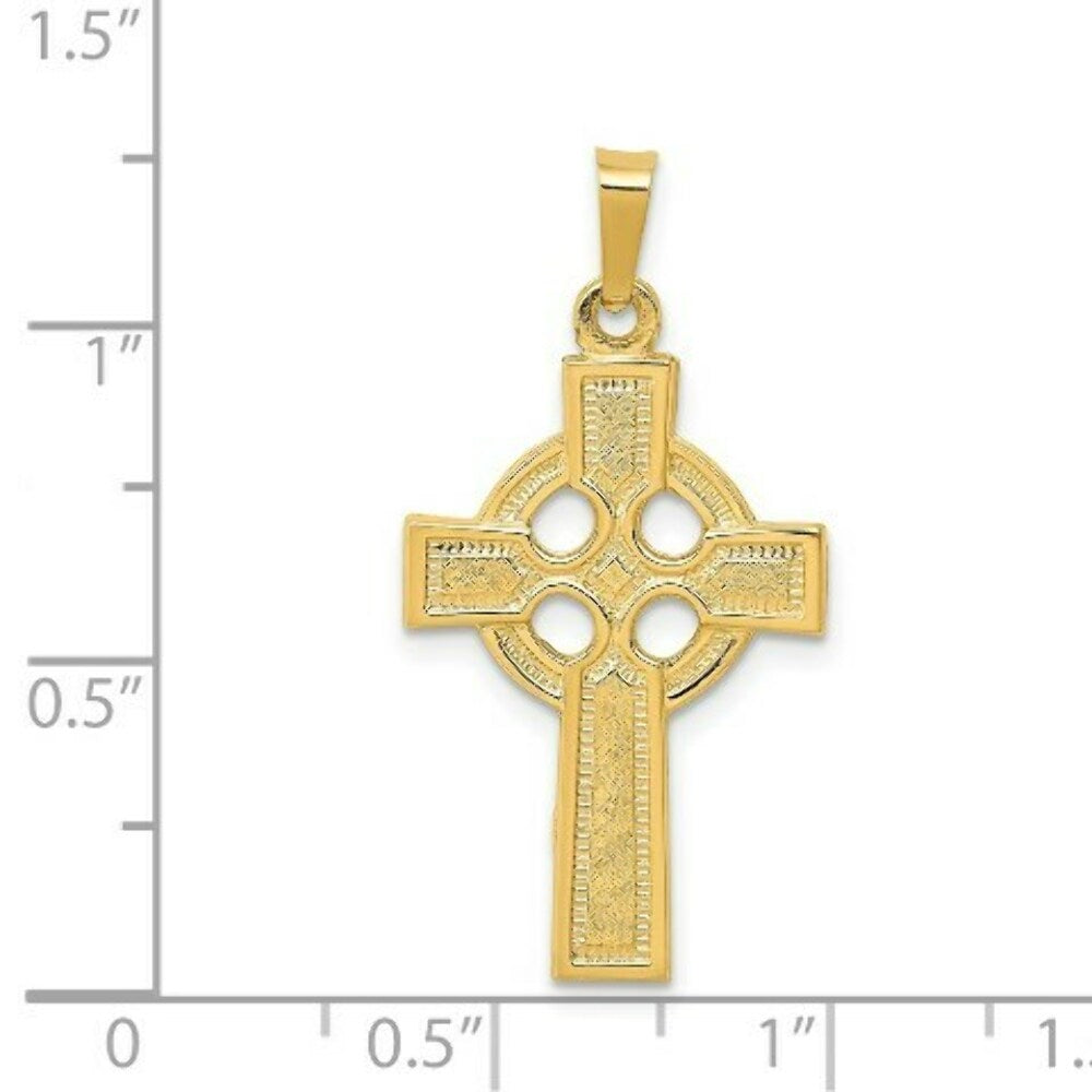 14K Yellow Gold Celtic Cross Charm 32mm length