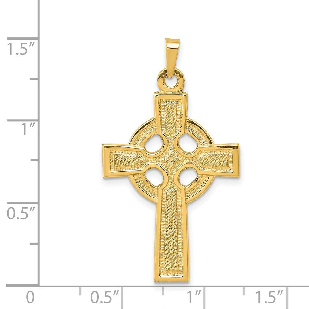 14K Yellow Gold Celtic Cross Charm 37mm length