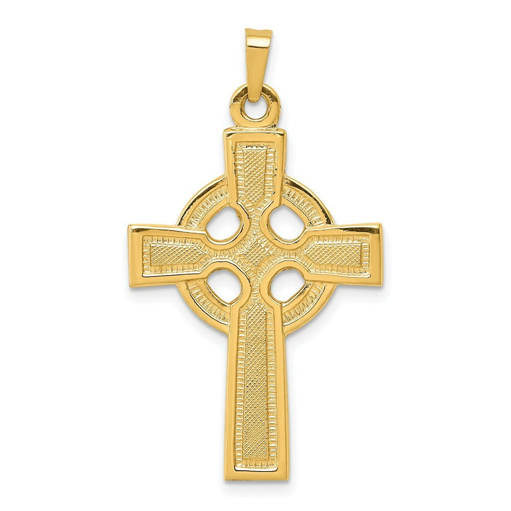 14K Yellow Gold Celtic Cross Charm 37mm length