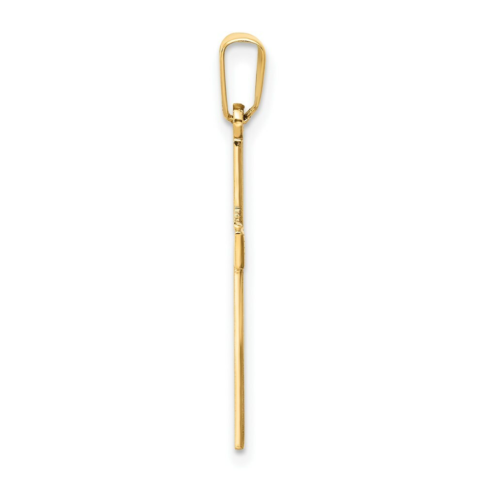 14K Yellow Gold Polished Cross Charm 28mm length