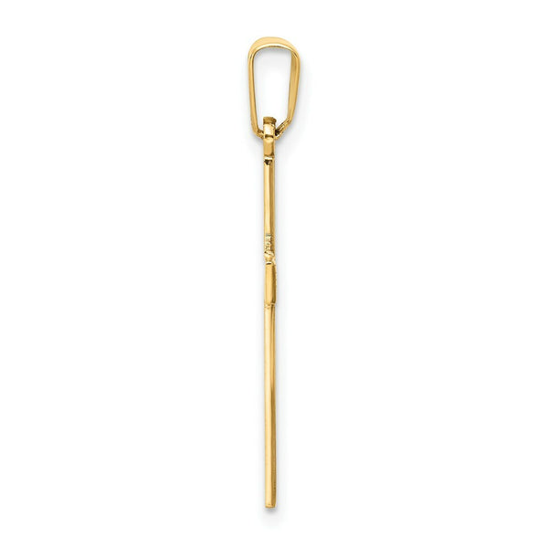 14K Yellow Gold Polished Cross Charm 28mm length