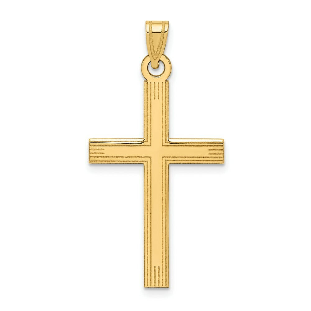 14K Yellow Gold Cross Charm 37mm length