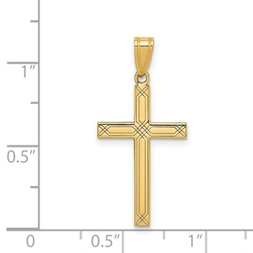 14K Yellow Gold Cross Pendant 29mm length
