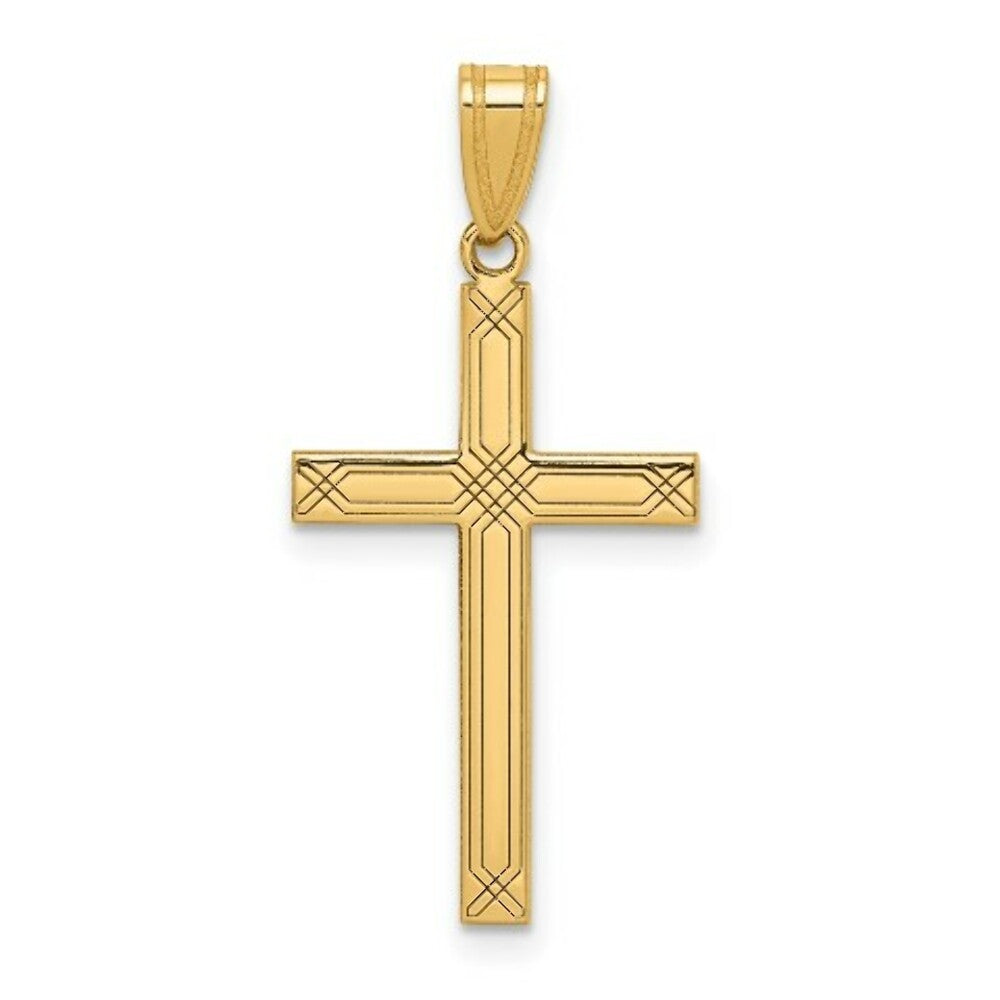 14K Yellow Gold Cross Pendant 29mm length