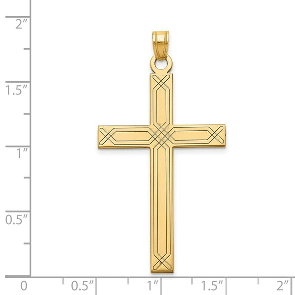 14K Yellow Gold Cross Pendant 50mm length