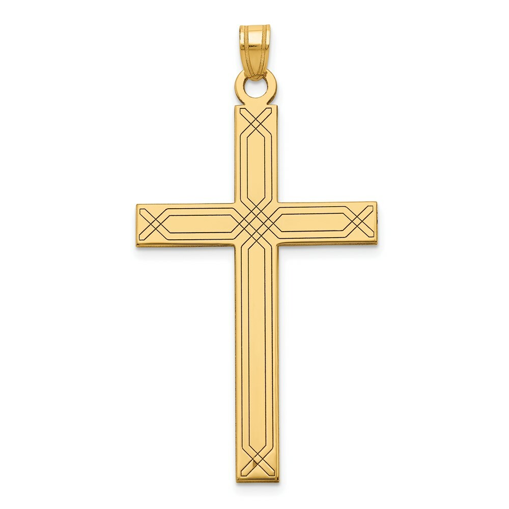 14K Yellow Gold Cross Pendant 50mm length