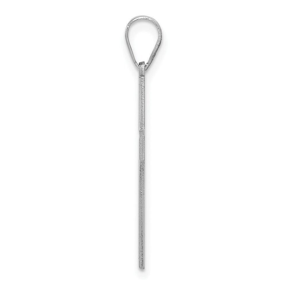 14K White Gold Cross Pendant 29mm length