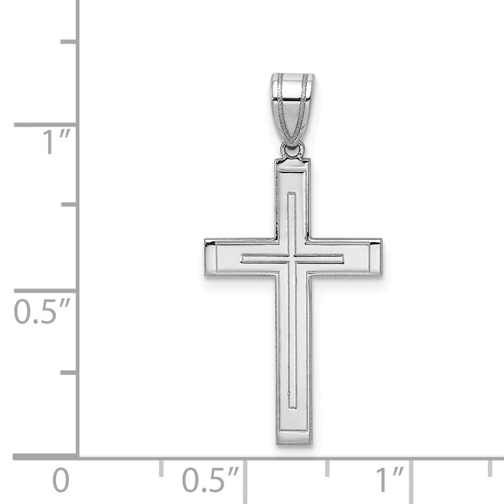 14K White Gold Cross Pendant 29mm length