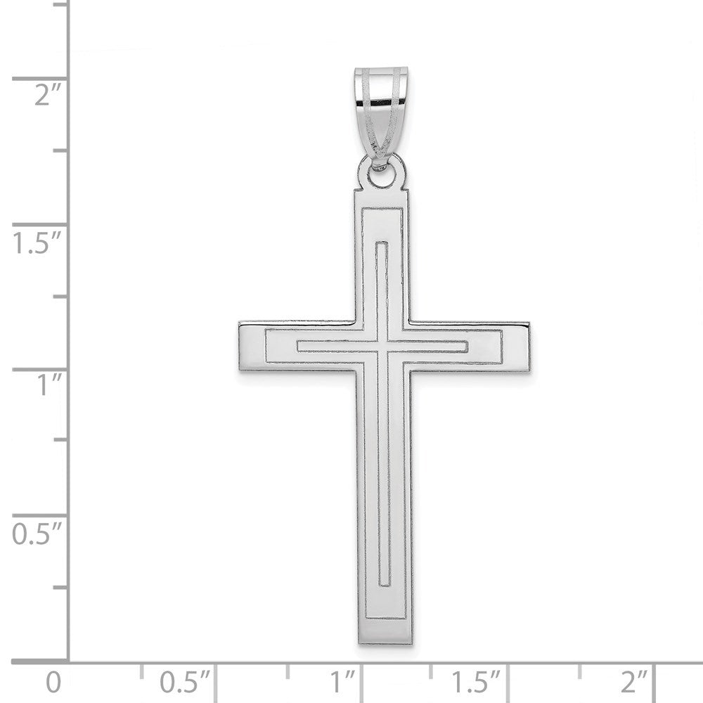 14K White Gold Cross Pendant 50mm length