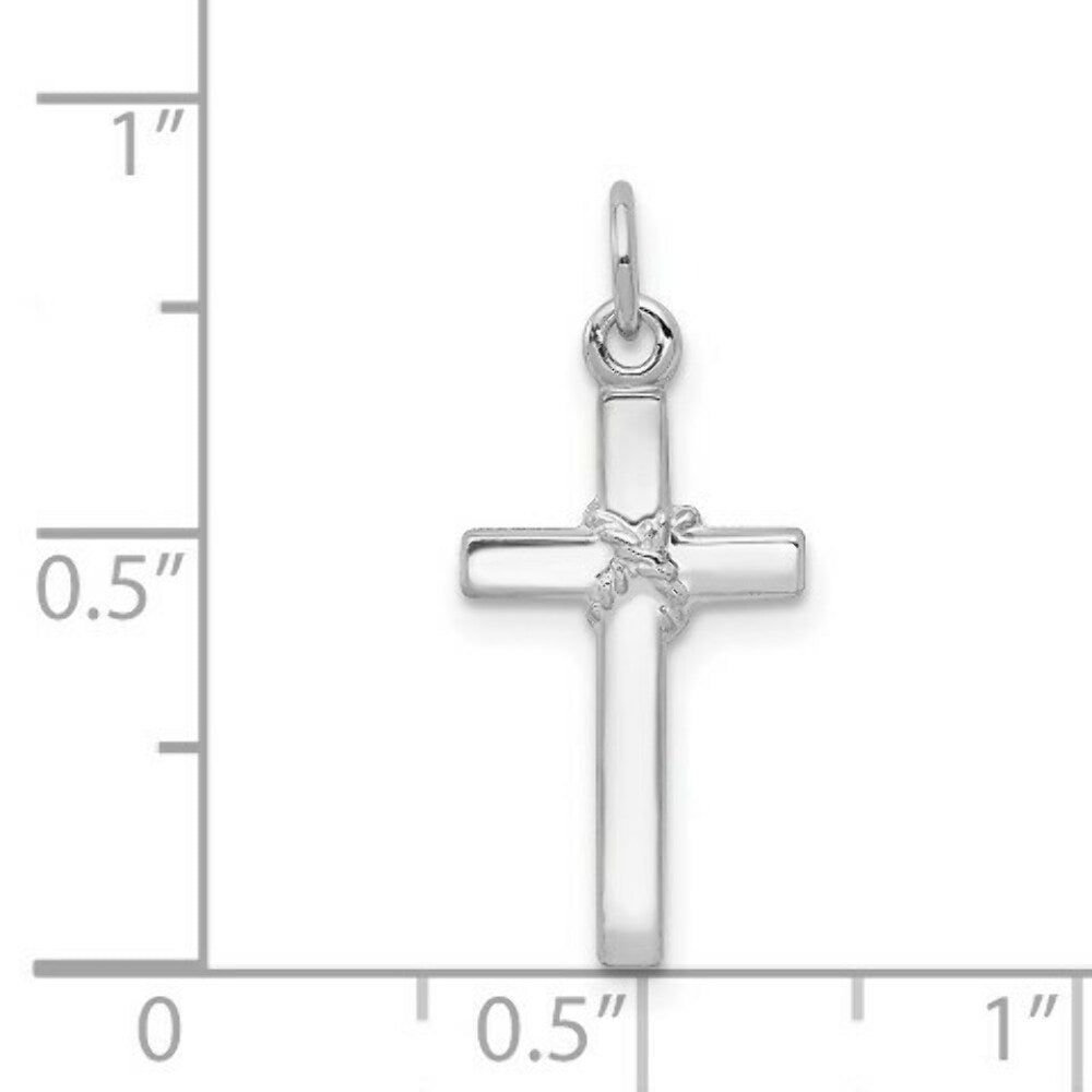 14K White Gold Cross Charm 22mm length