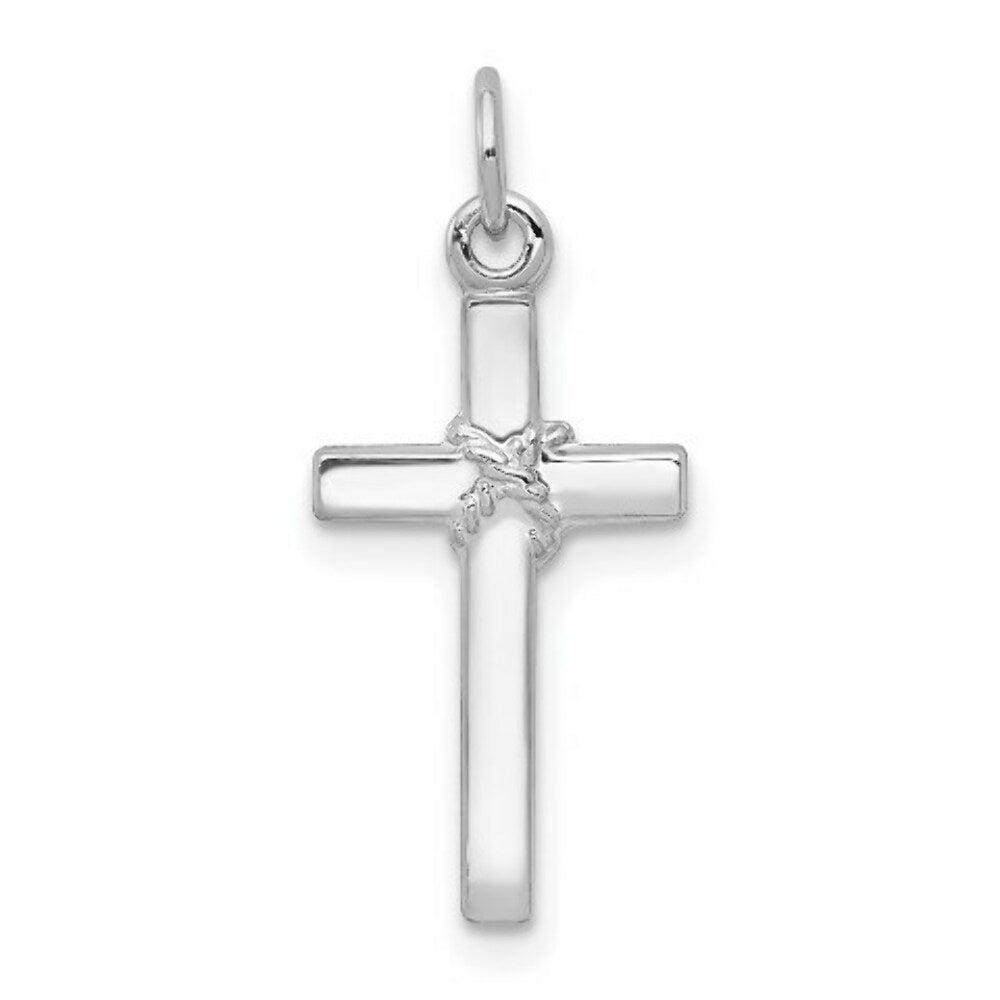 14K White Gold Cross Charm 22mm length