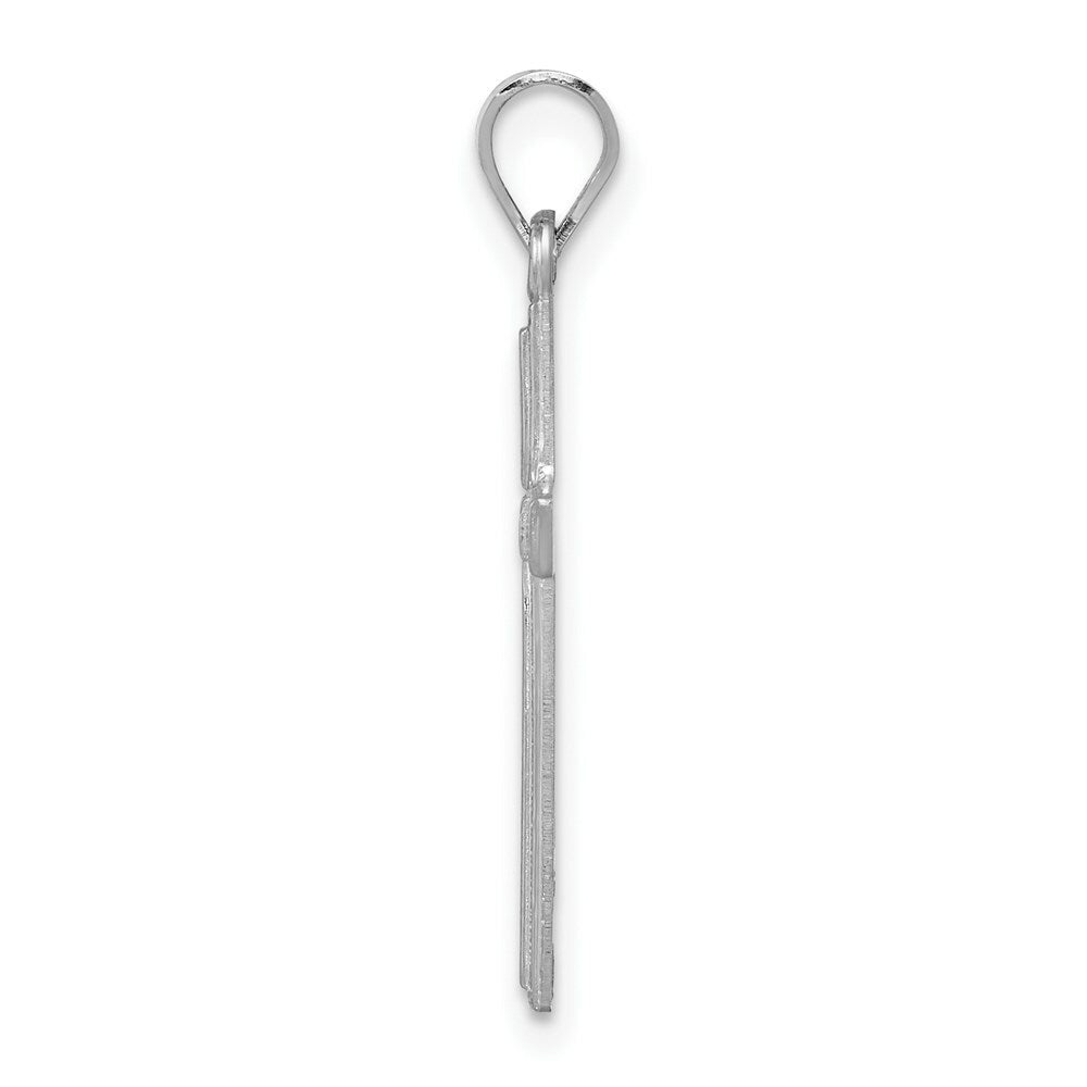 14K White Gold Hollow Cross Pendant 24mm length