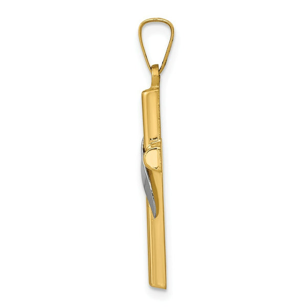 14K Two-tone Gold Hollow Cross Charm