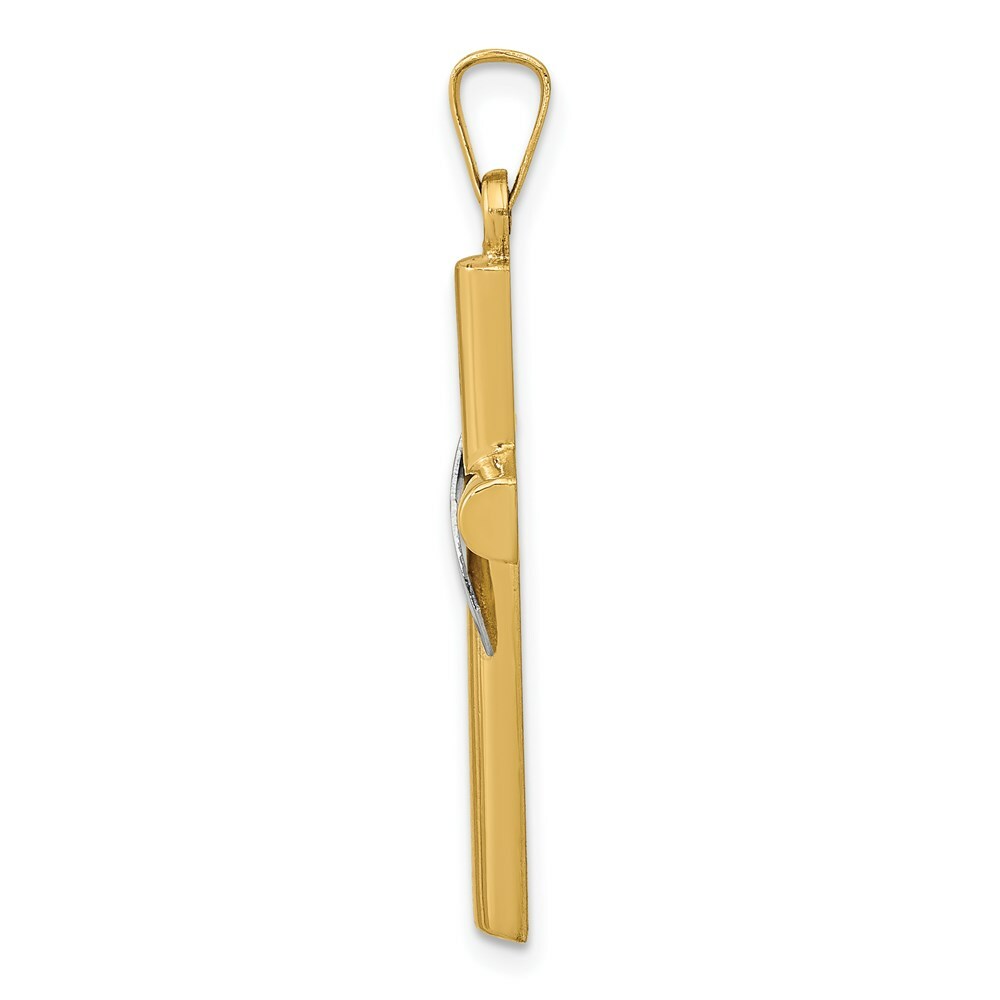 14K Two-tone Gold Hollow Cross Charm
