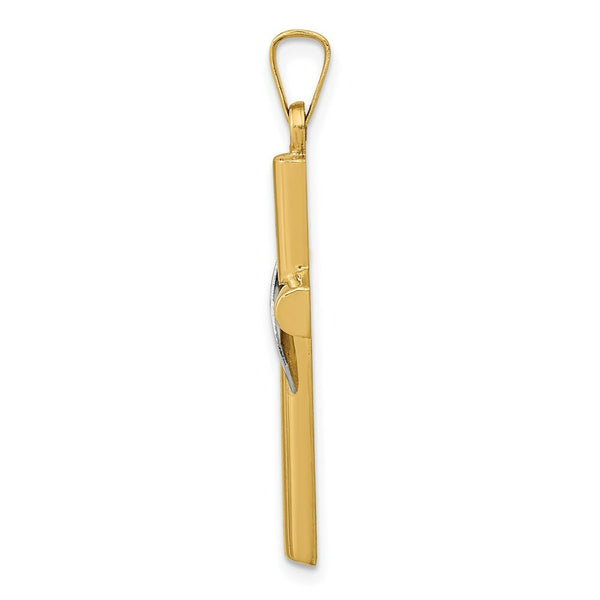 14K Two-tone Gold Hollow Cross Charm