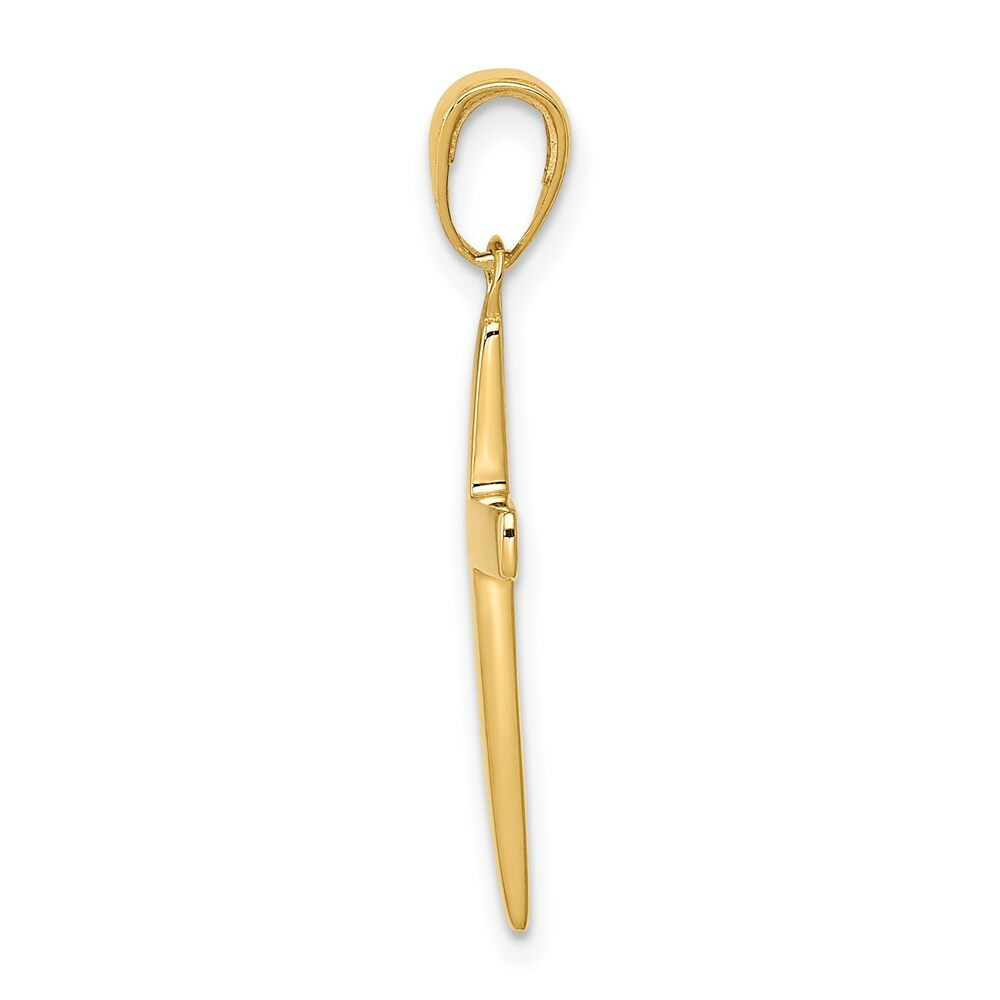 14K Yellow Gold Polished Cross Charm 28mm length