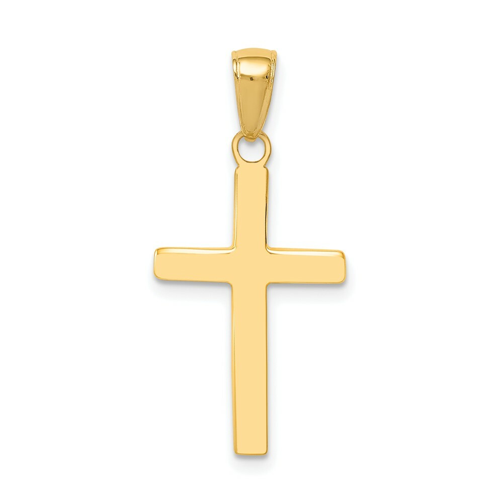 14K Yellow Gold Polished Cross Charm 28mm length