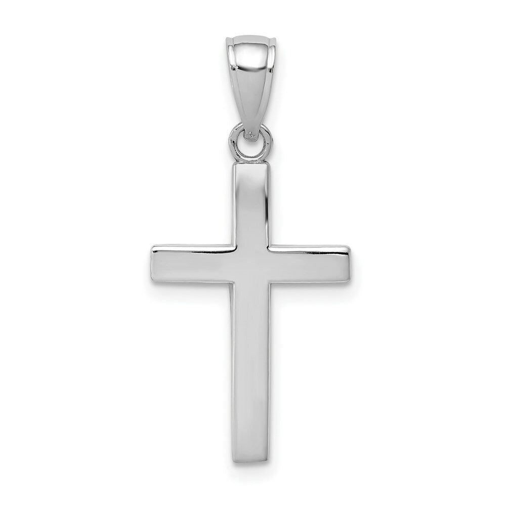 14k White Gold Polished Cross Charm Pendant