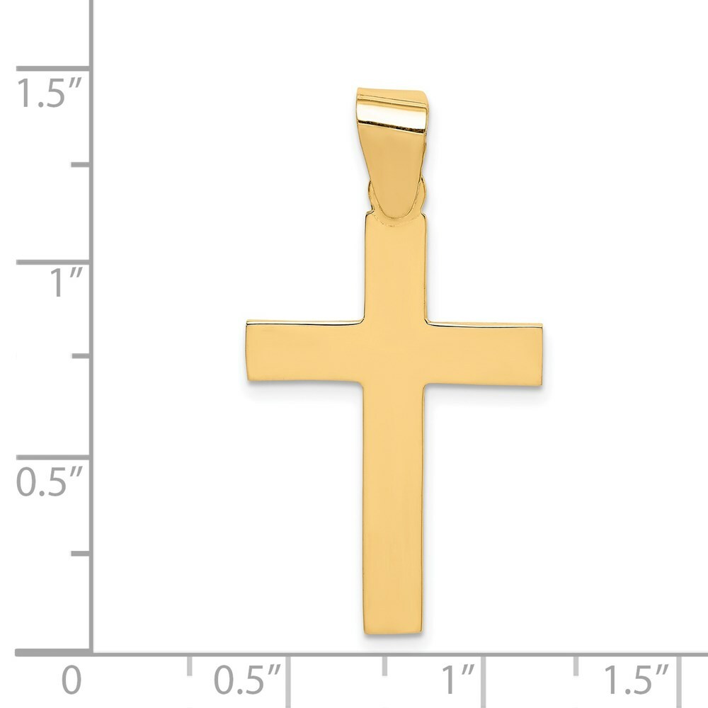 14K Yellow Gold Polished Cross Pendant 35mm length